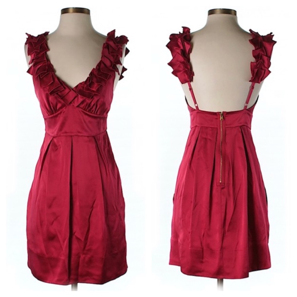 BCBGMaxAzria silk ruffled cocktail mini